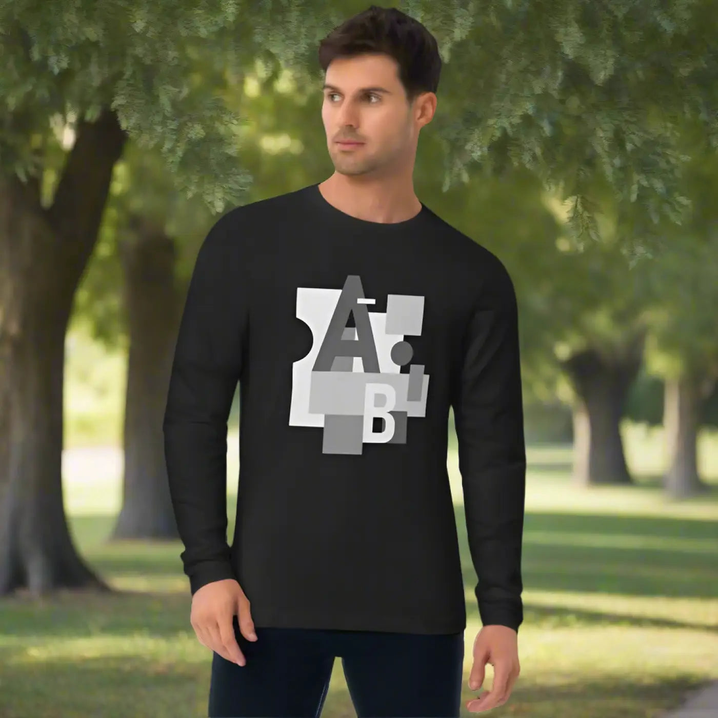 Luxe Long Sleeve Tee Abstract Shapes Of Abc - Dipaliz