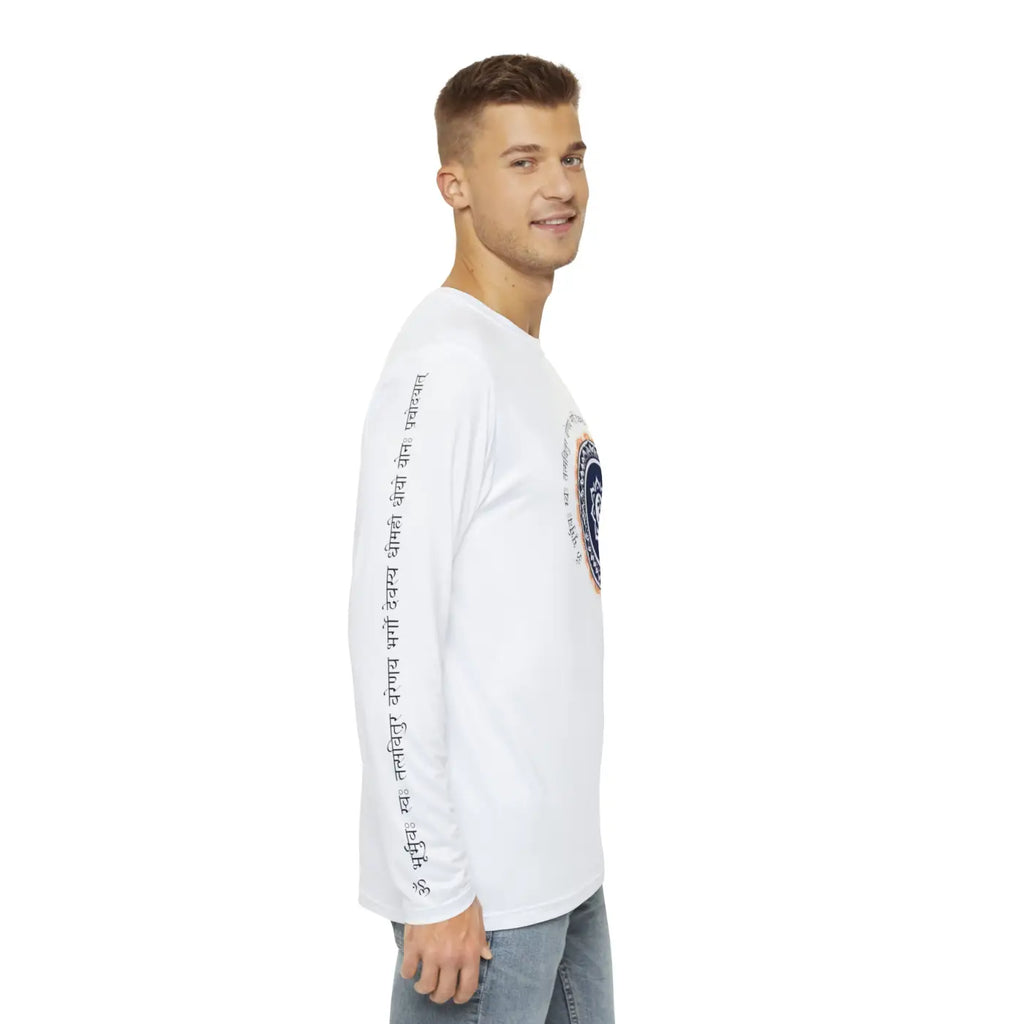 Brushed Mens Long Sleeve Om Tee - Gayatri Mantra - Dipaliz