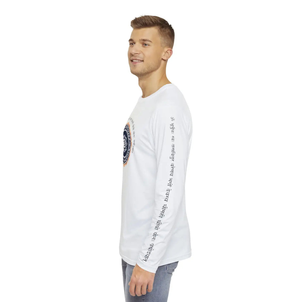 Brushed Mens Long Sleeve Om Tee - Gayatri Mantra - Dipaliz