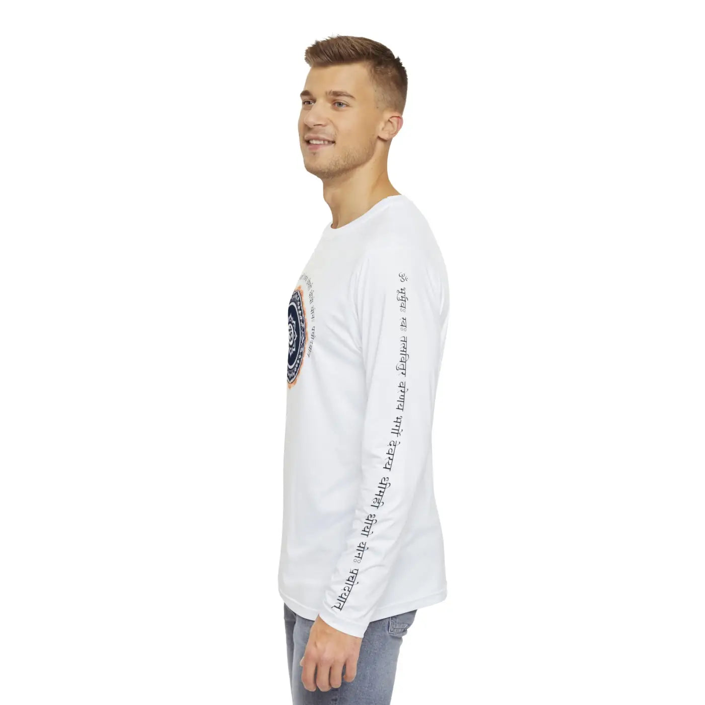Brushed Mens Long Sleeve Om Tee - Gayatri Mantra - Dipaliz