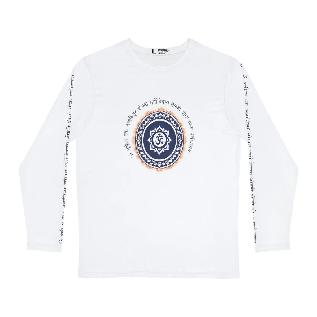 Brushed Mens Long Sleeve Om Tee - Gayatri Mantra - Dipaliz